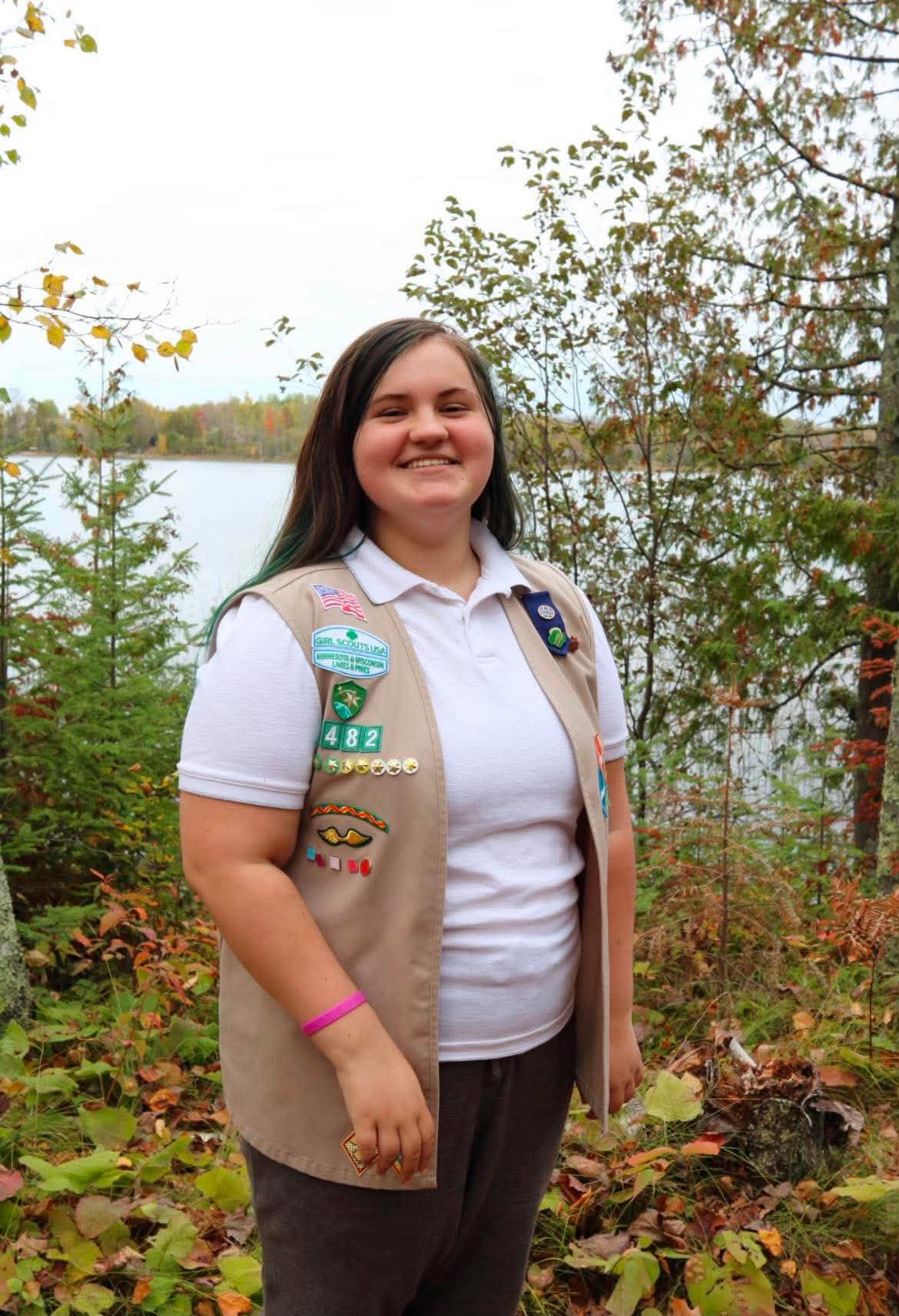 Zoe Malmquist in her Girl Scout Ambassador vest